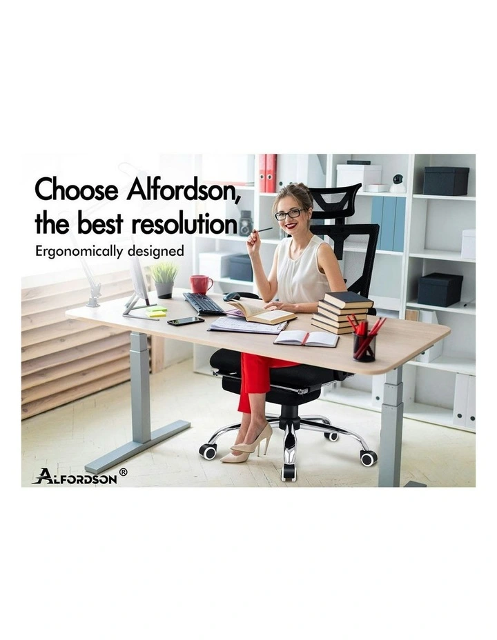 Lumbar Adjustable Recline Mesh Office Chair in Black image 2