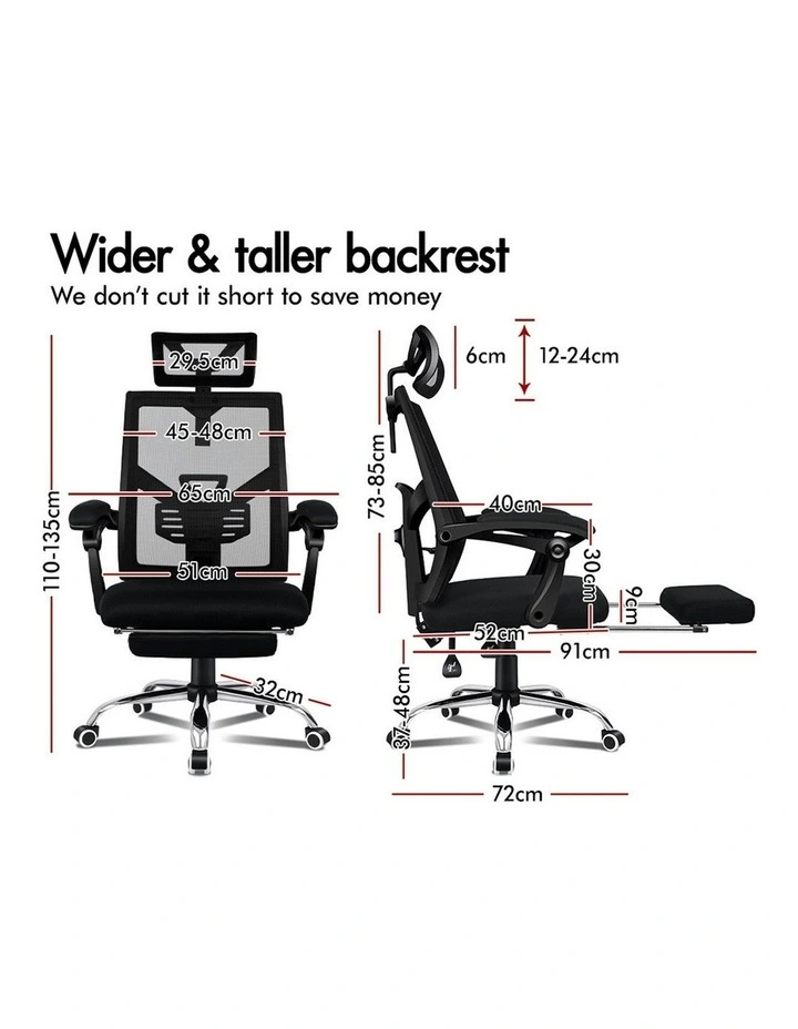 Lumbar Adjustable Recline Mesh Office Chair in Black image 6