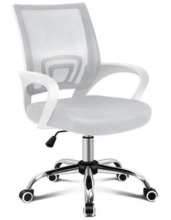 Mid Back Mesh Office Chair in White Grey