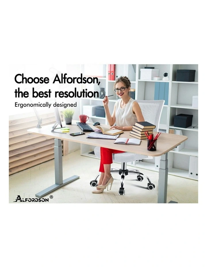 Mid Back Mesh Office Chair in White Grey image 2