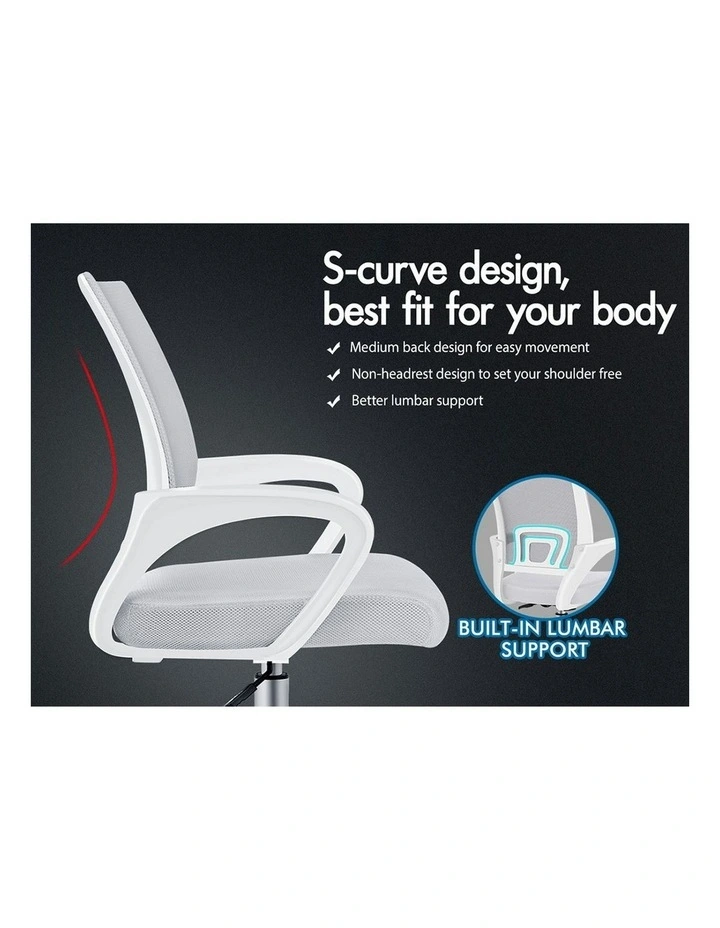 Mid Back Mesh Office Chair in White Grey image 3