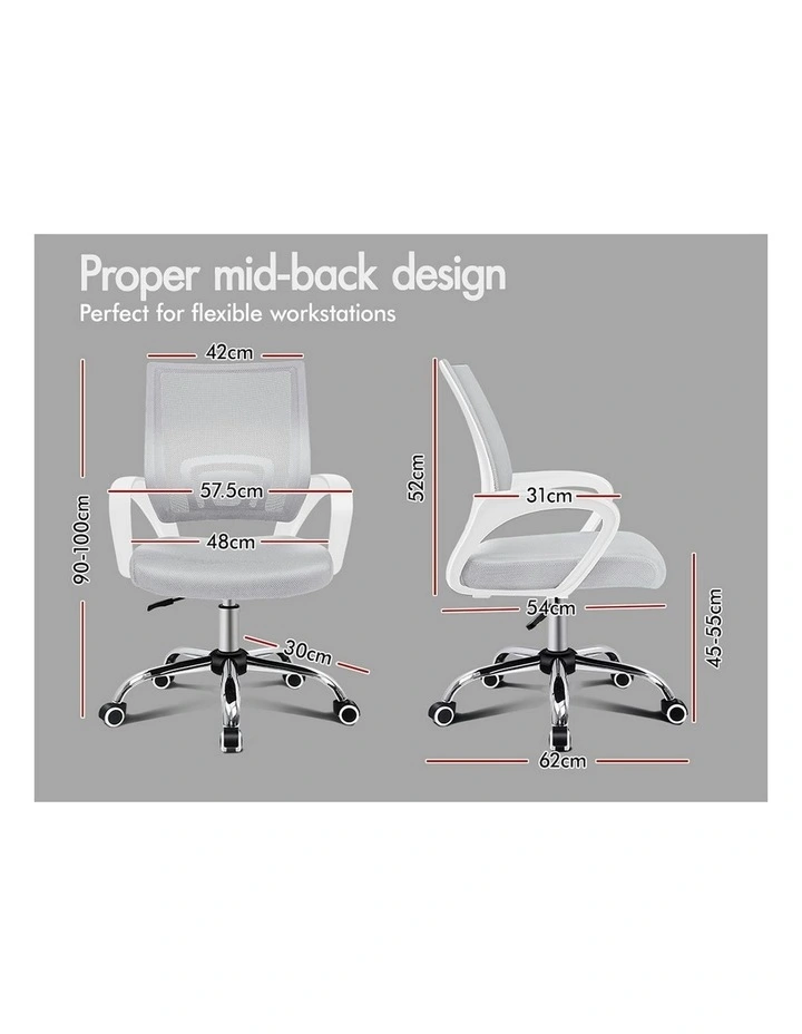 Mid Back Mesh Office Chair in White Grey image 7