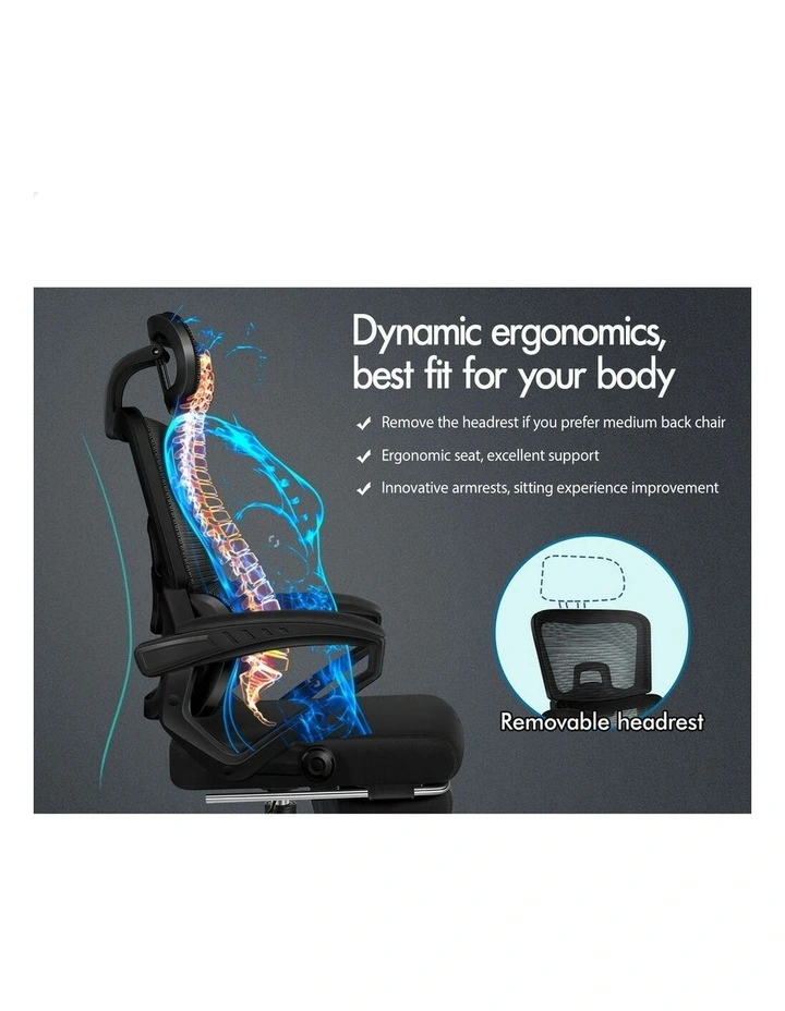 Mesh Office Chair Ergonomic Executive Computer Recliner in Black image 2