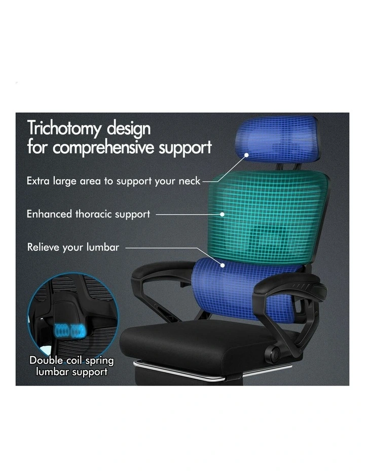 Mesh Office Chair Ergonomic Executive Computer Recliner in Black image 3