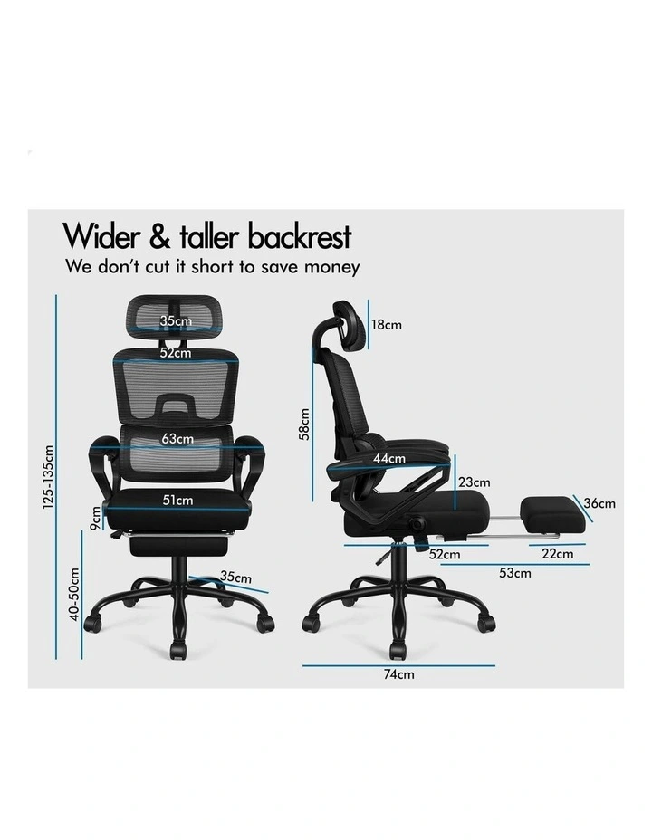 Mesh Office Chair Ergonomic Executive Computer Recliner in Black image 5