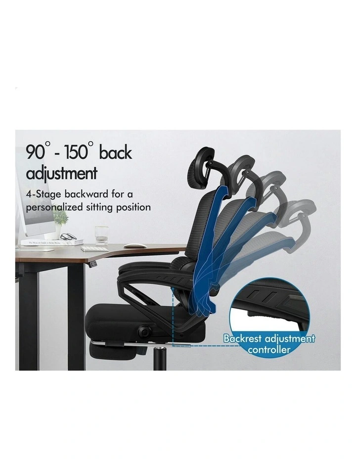 Mesh Office Chair Ergonomic Executive Computer Recliner in Black image 6