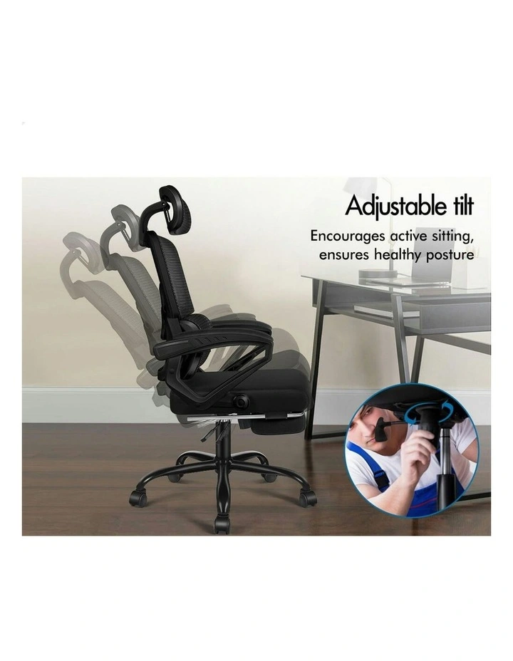 Mesh Office Chair Ergonomic Executive Computer Recliner in Black image 7