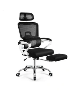 Mesh Office Chair Ergonomic Executive Computer Recliner in White & Black