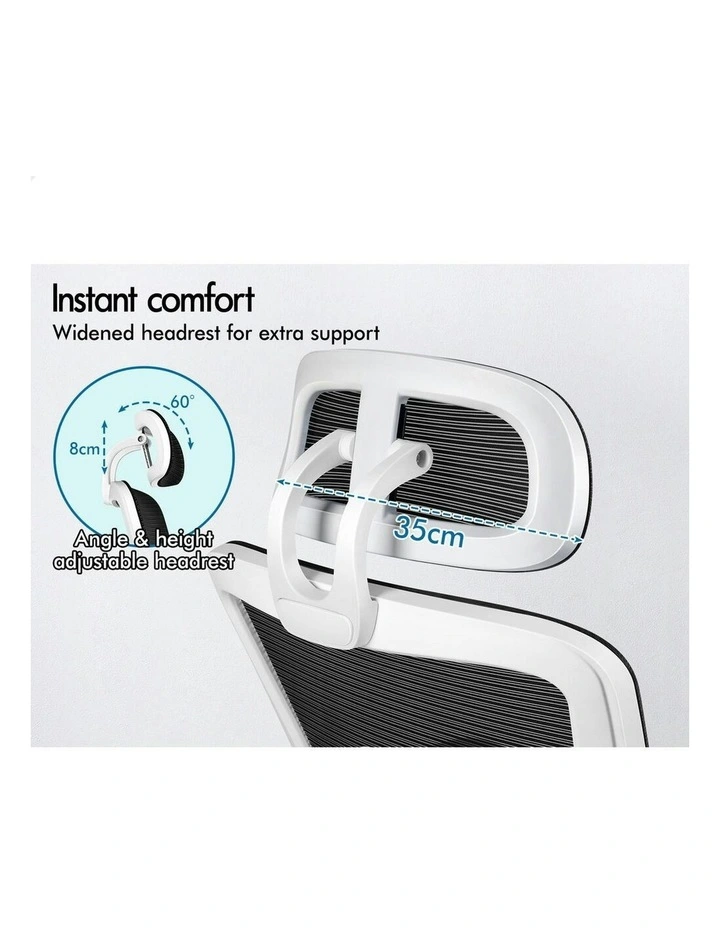 Mesh Office Chair Ergonomic Executive Computer Recliner in White & Black image 4