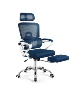 Mesh Office Chair Ergonomic Executive Computer Recliner in White & Blue