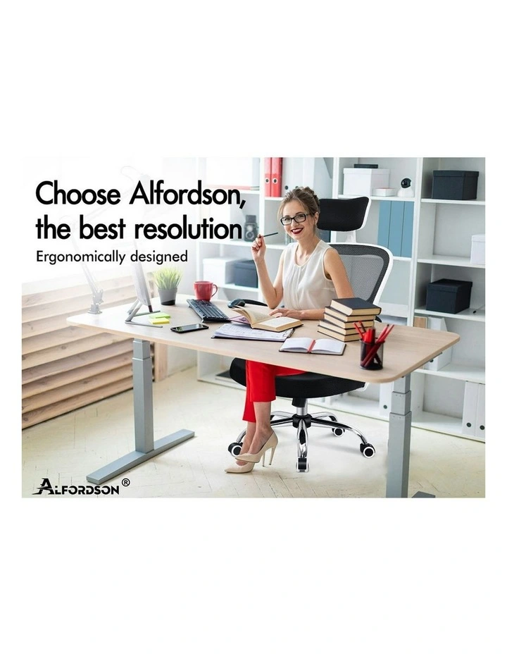 Computer Task Mesh Office Chair in Black White image 2