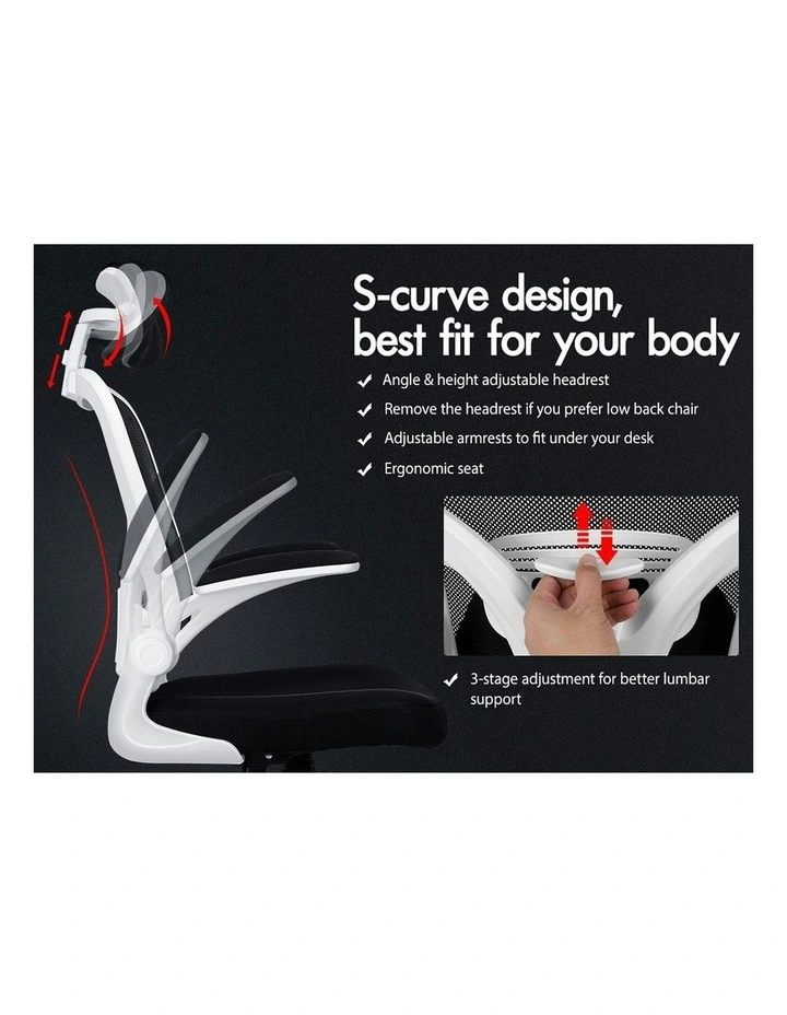 Computer Task Mesh Office Chair in Black White image 3