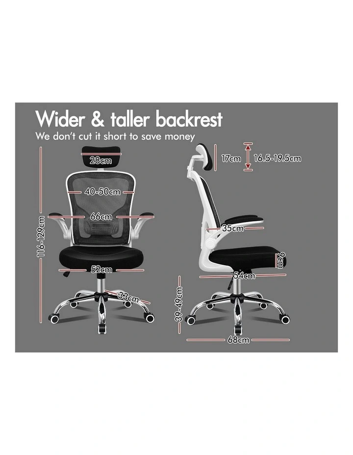 Computer Task Mesh Office Chair in Black White image 6