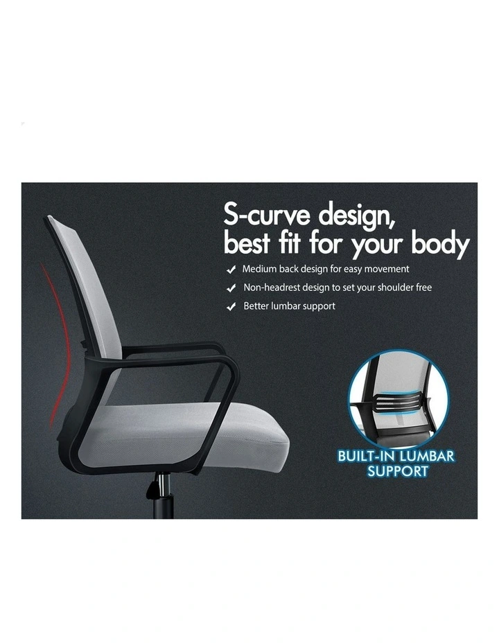 Mesh Mid Back Office Chair in Grey Black image 3