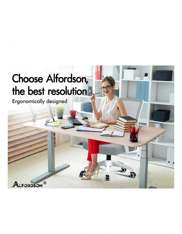 Mesh Mid Back Office Chair in White Grey image 2