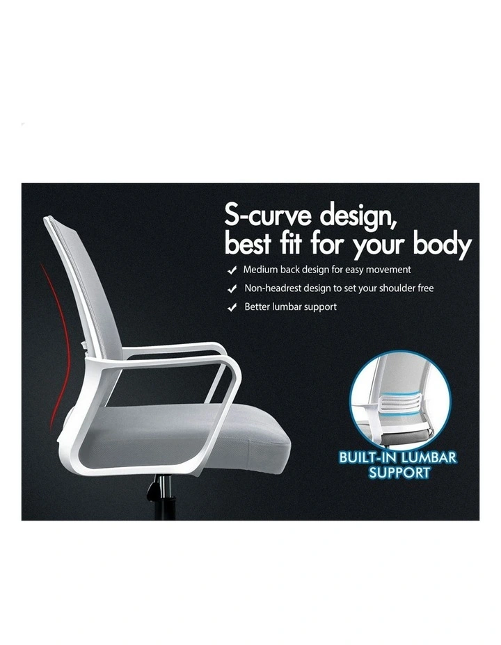 Mesh Mid Back Office Chair in White Grey image 3