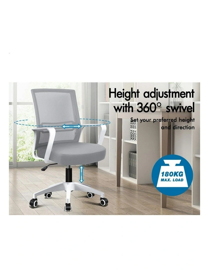 Mesh Mid Back Office Chair in White Grey image 4