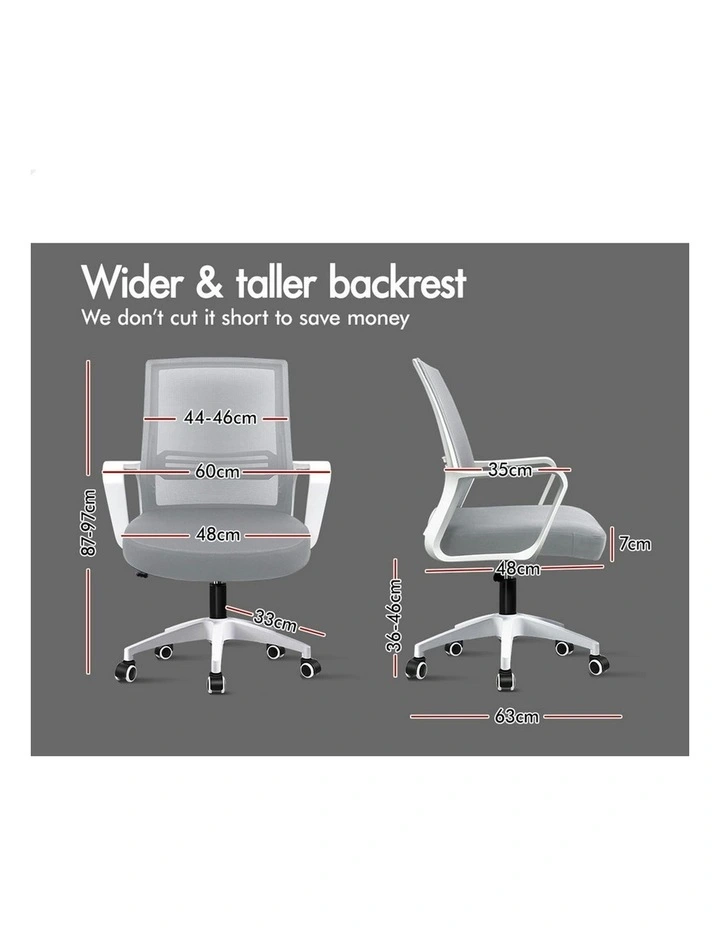 Mesh Mid Back Office Chair in White Grey image 6