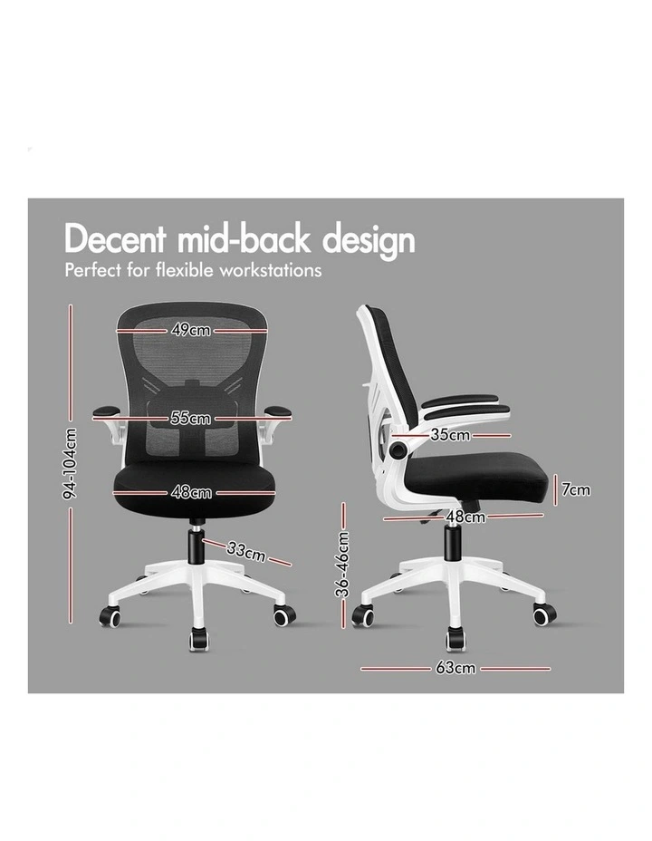 Mesh Mid Back Computer Office Chair in Black White image 7
