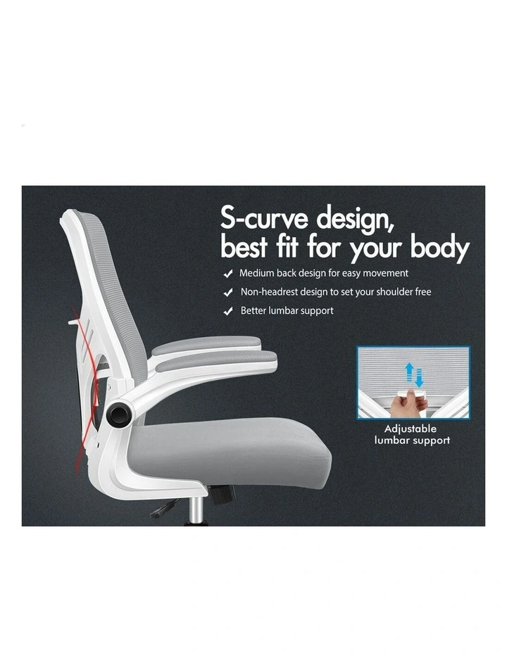 Mesh Mid Back Computer Office Chair in Grey White image 2