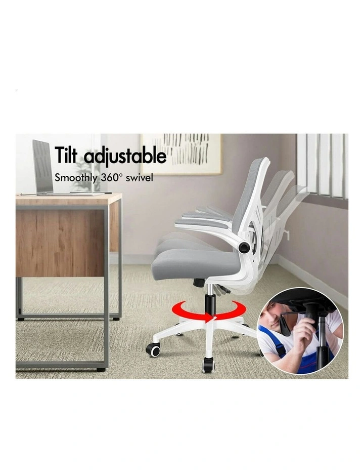 Mesh Mid Back Computer Office Chair in Grey White image 4