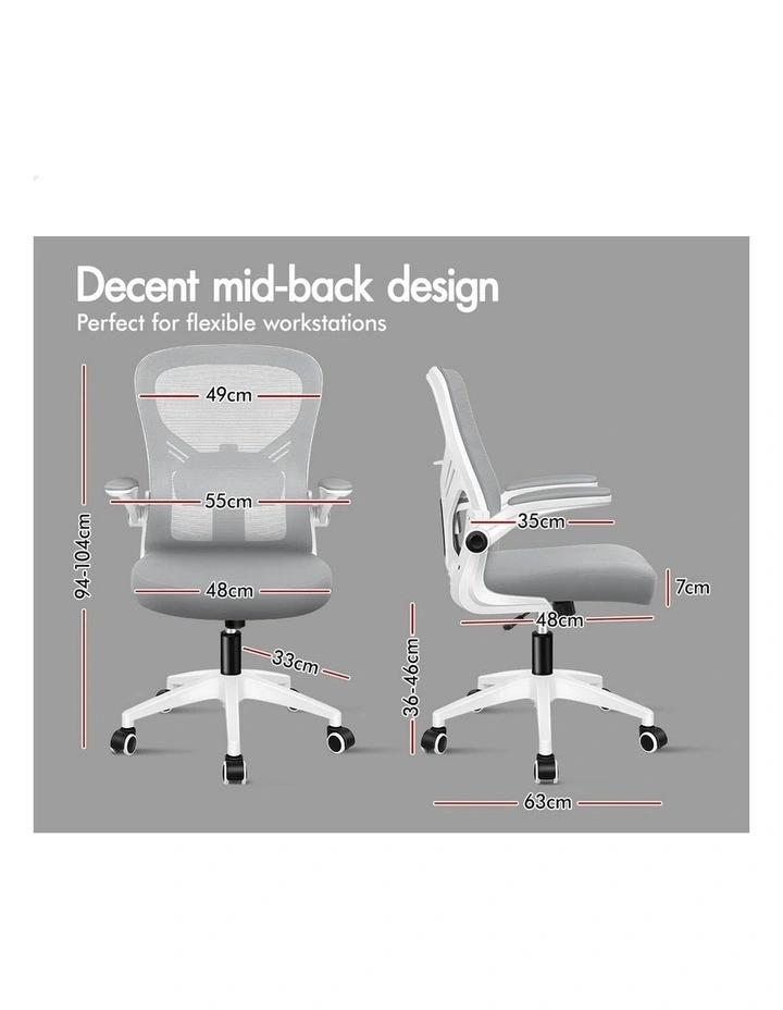 Mesh Mid Back Computer Office Chair in Grey White image 7