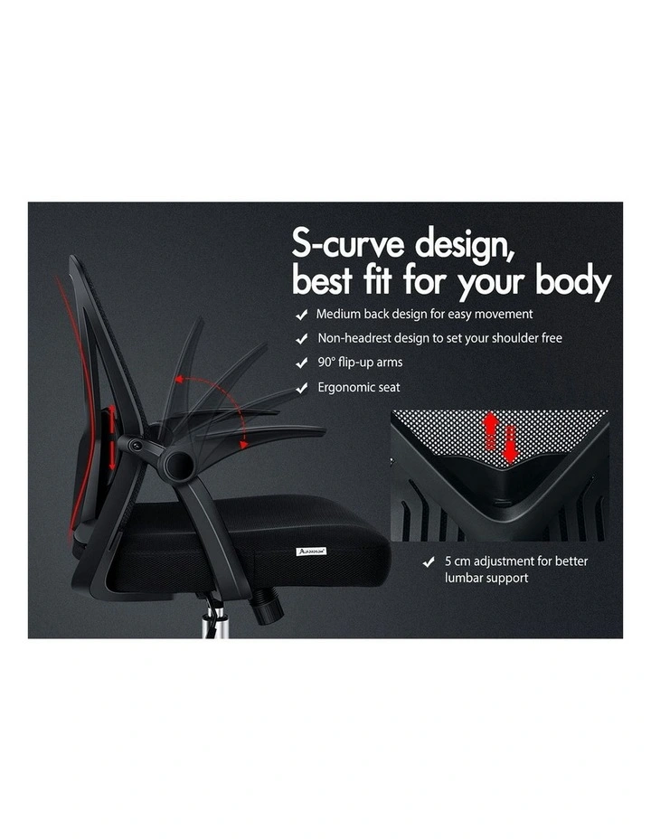 Tilt Adjustable Mid Back Mesh Office Chair in Black image 2