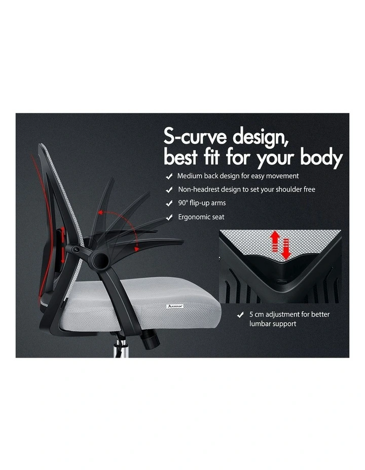 Tilt Adjustable Mid Back Mesh Office Chair in Black Grey image 2