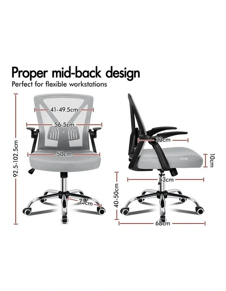 Tilt Adjustable Mid Back Mesh Office Chair in Black Grey image 6