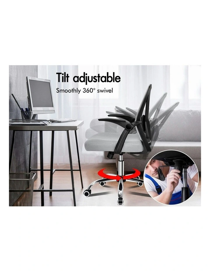 Tilt Adjustable Mid Back Mesh Office Chair in Black Grey image 7