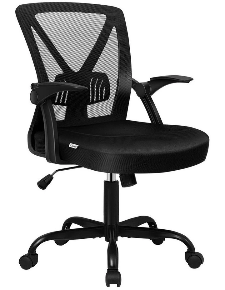 Tilt Adjustable Mid Back Mesh Office Chair All in Black image 1