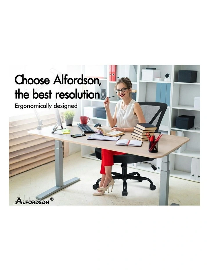 Tilt Adjustable Mid Back Mesh Office Chair All in Black image 2