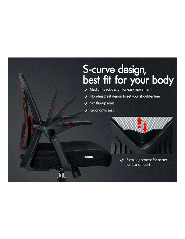 Tilt Adjustable Mid Back Mesh Office Chair All in Black image 3