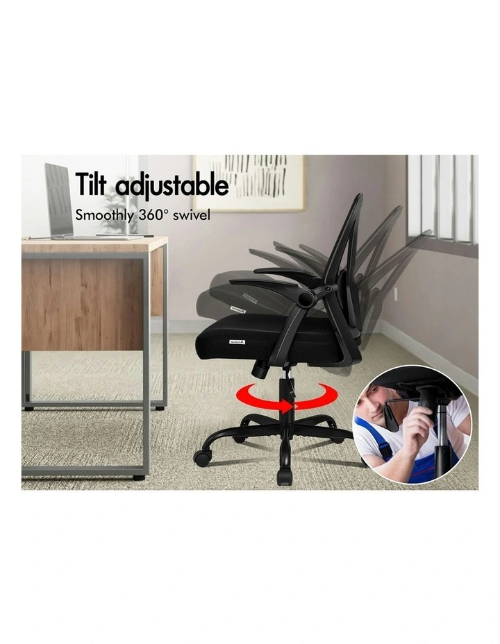 Tilt Adjustable Mid Back Mesh Office Chair All in Black image 7