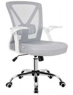 Tilt Adjustable Mid Back Mesh Office Chair in White Grey