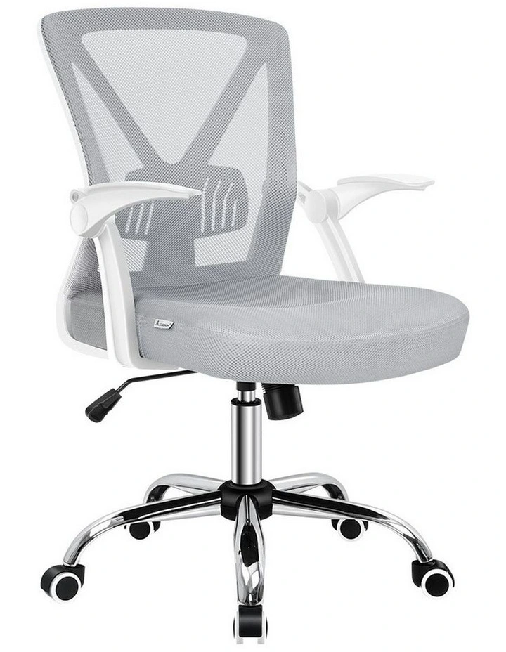 Tilt Adjustable Mid Back Mesh Office Chair in White Grey image 1