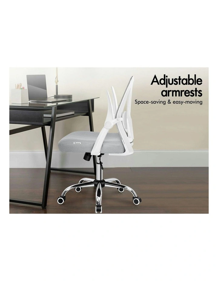 Tilt Adjustable Mid Back Mesh Office Chair in White Grey image 3