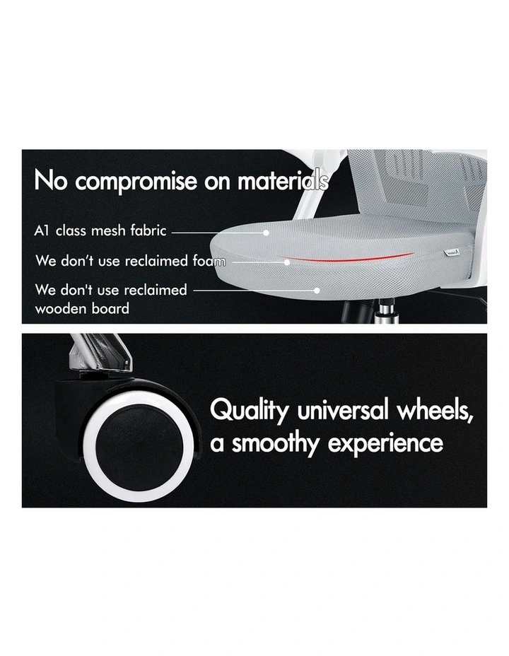 Tilt Adjustable Mid Back Mesh Office Chair in White Grey image 4