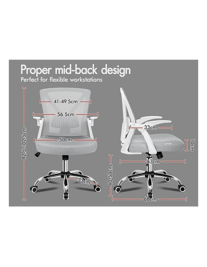 Tilt Adjustable Mid Back Mesh Office Chair in White Grey image 6