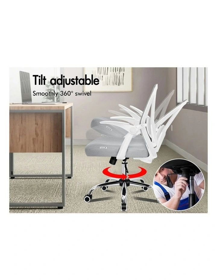 Tilt Adjustable Mid Back Mesh Office Chair in White Grey image 7