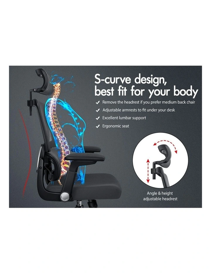 Ergonomic Computer Mesh Office Chair in Black Dark Grey image 2