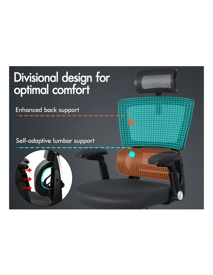 Ergonomic Computer Mesh Office Chair in Black Dark Grey image 3