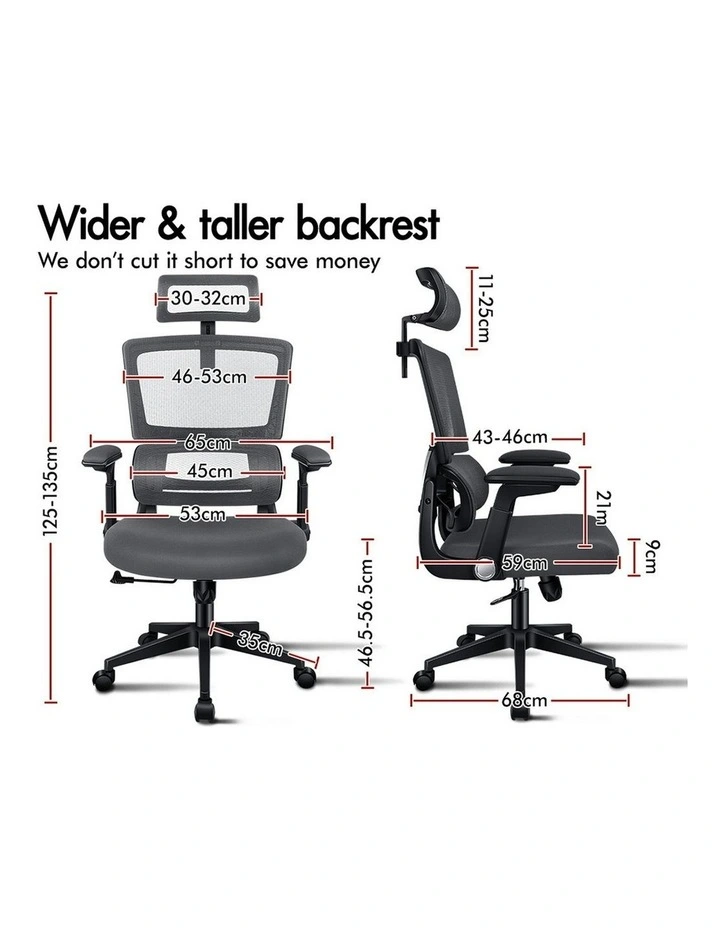 Ergonomic Computer Mesh Office Chair in Black Dark Grey image 6