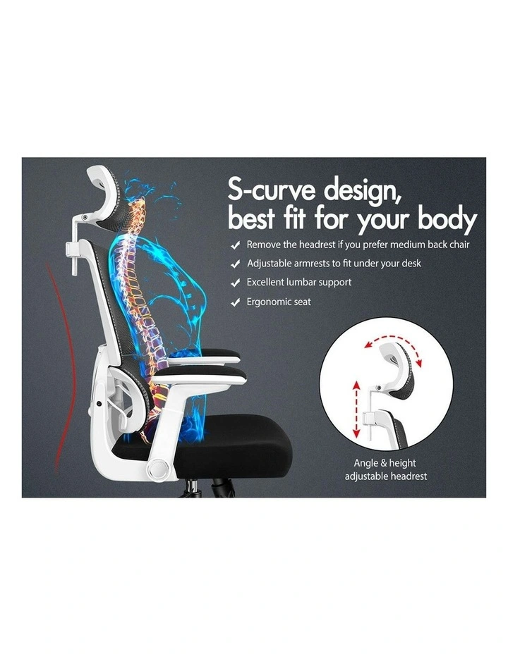 Ergonomic Computer Mesh Office Chair in Black White image 2