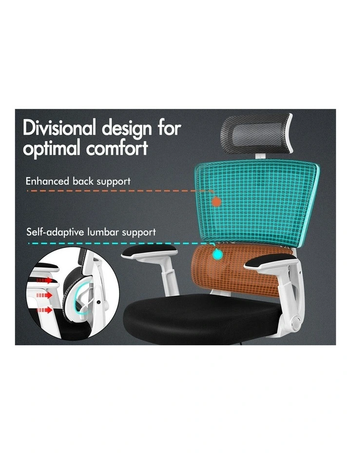 Ergonomic Computer Mesh Office Chair in Black White image 3