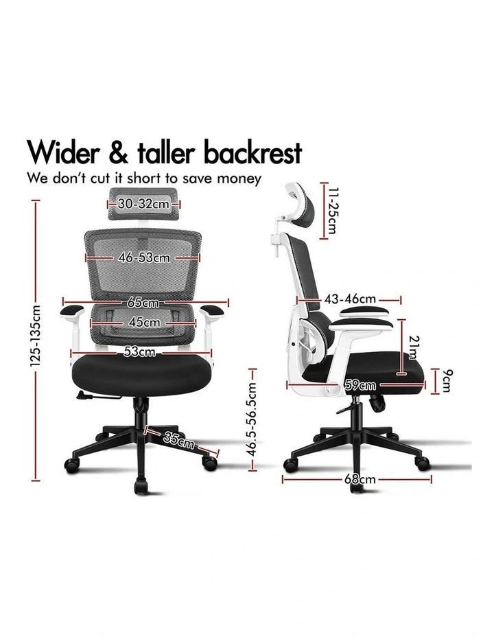 Ergonomic Computer Mesh Office Chair in Black White image 6