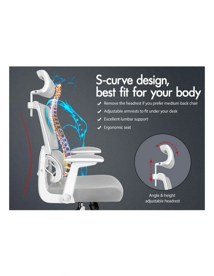 Ergonomic Computer Mesh Office Chair in White Light Grey image 2