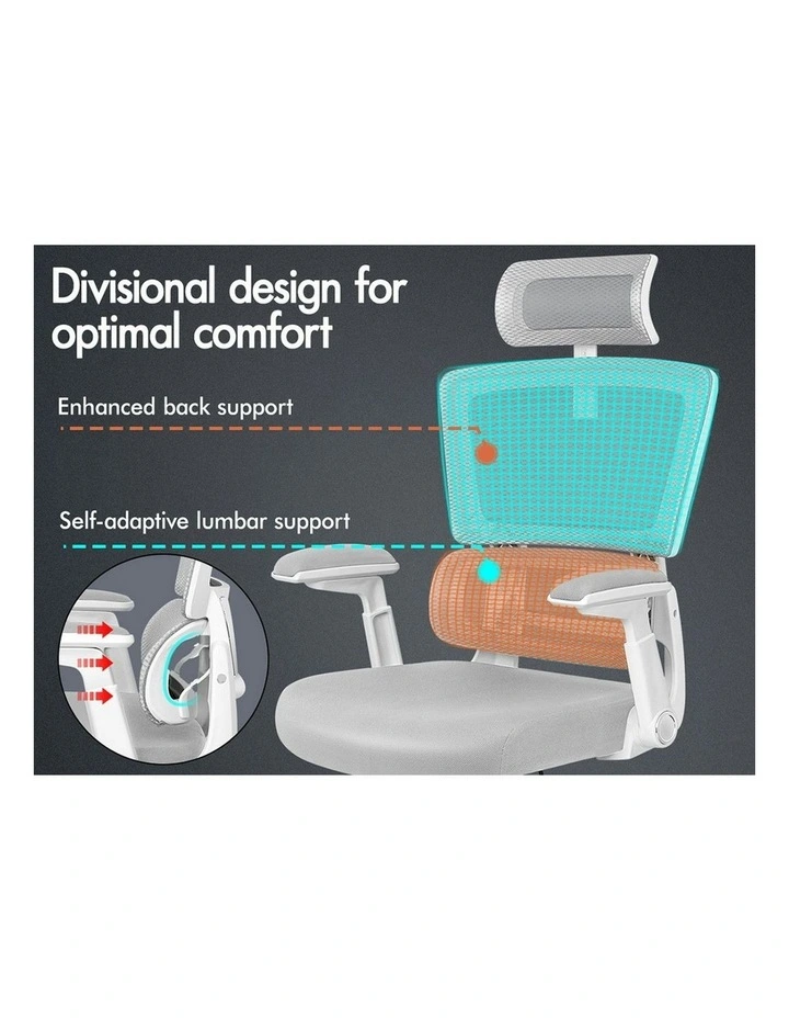 Ergonomic Computer Mesh Office Chair in White Light Grey image 3