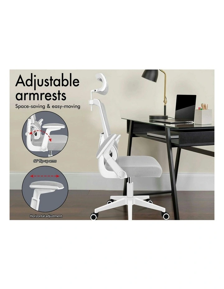 Ergonomic Computer Mesh Office Chair in White Light Grey image 4