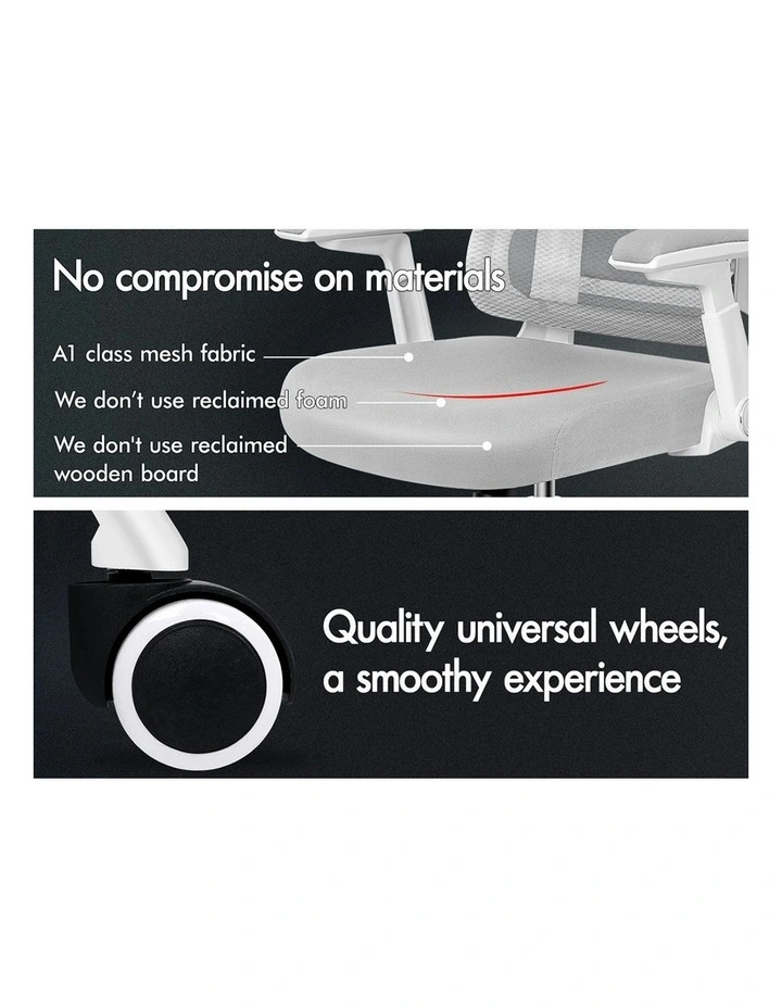 Ergonomic Computer Mesh Office Chair in White Light Grey image 5